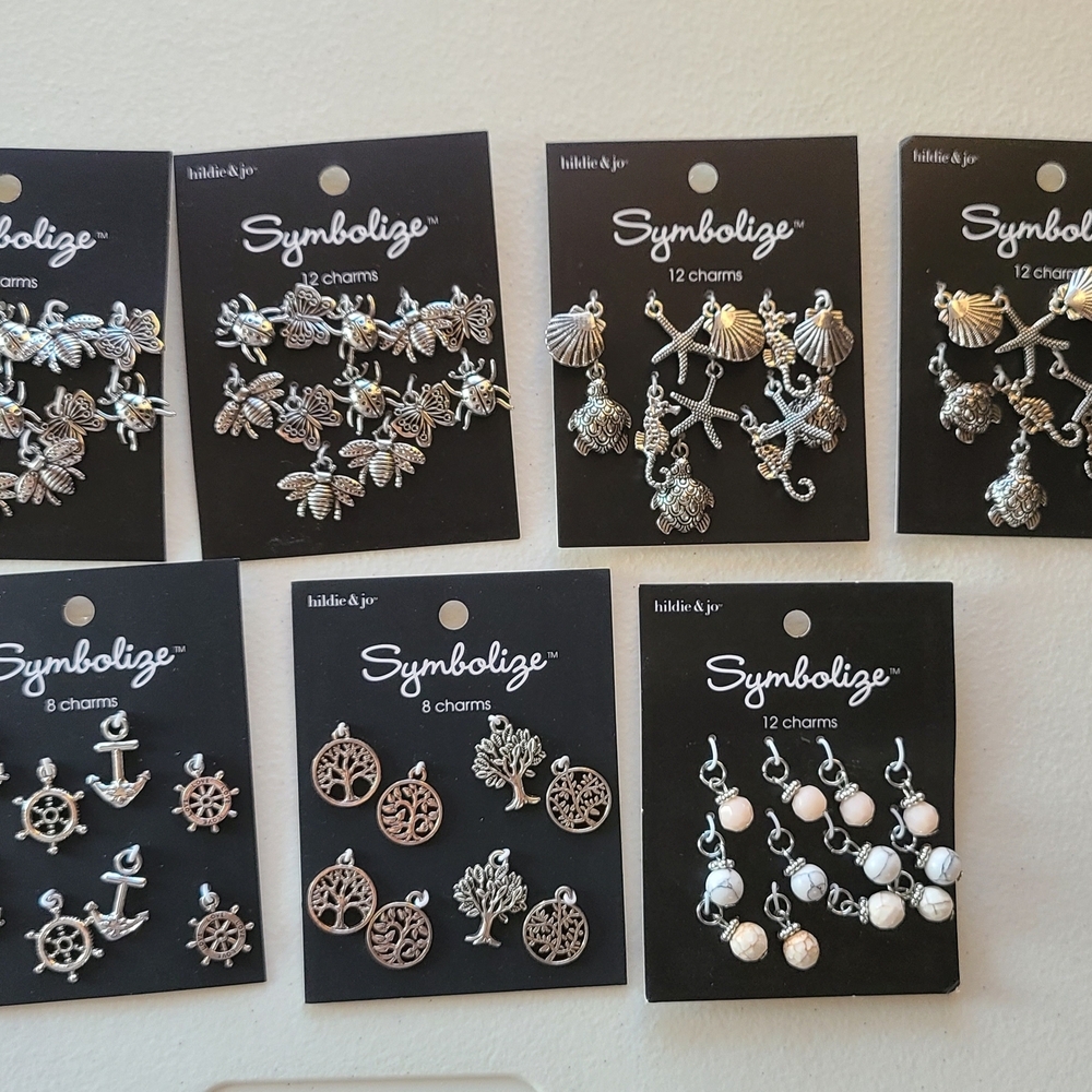 Hildie & Jo Symbolize Mixed Charm Sets - Silver Tone & Beads Lot Of 7 - Picture 2 of 7